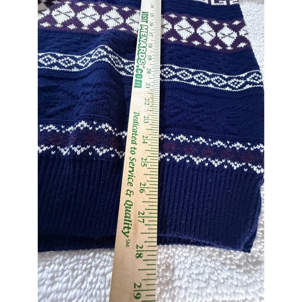 Vintage Whitefish Bay Mens Blue Geometric Fair Isle Knit Sweater‎ Size M Hungary